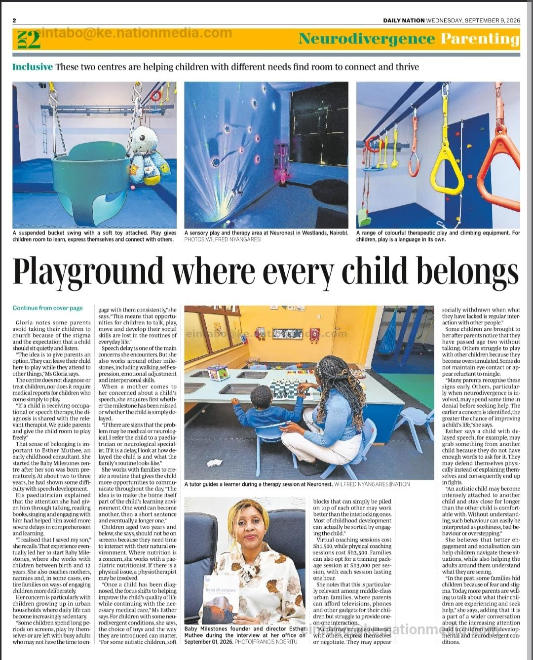 Daily Nation article page two - Playground where every child belongs